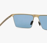 Gold Blue Full Rim Rectangular Branded Sunglass