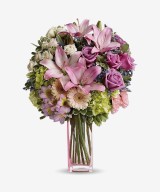 Swirling Beauty - Pink Roses & Lilies Bouquet