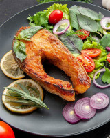 Crispy Seared Salmon Steak With Lettuce Delight