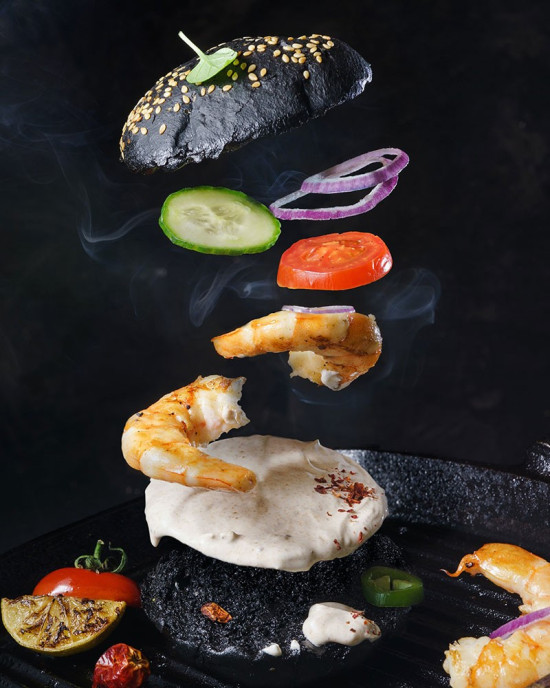 Roasted  Black Sesame Burger With Grilled Jalapeño