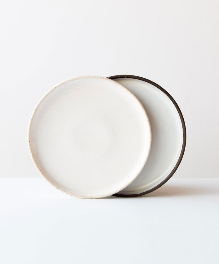 Beige Serveware Ceramic White Matte Plates