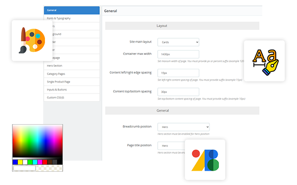 customizer settings